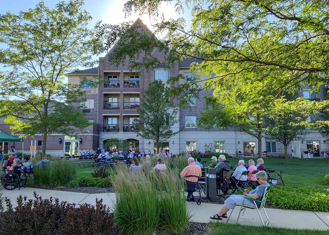 Residents at an outdoor concernt